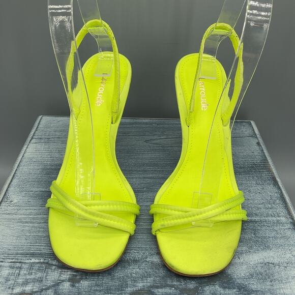 NEW Larroudé Women’s Annie Slingback Stiletto Sandals Yellow Size 6.5 - Picture 3 of 10
